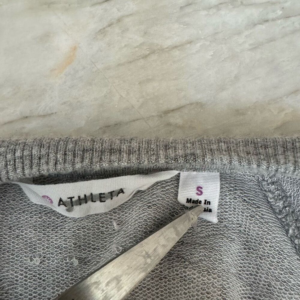 Athleta Sweatshirt Dress Criss Cross Hem Heather Gray Long Sleeve Knit Casual S - Picture 6 of 10